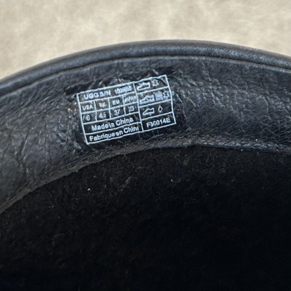 UGG black Charlotte ankle booties brown leather size 6 - Picture 9 of 11